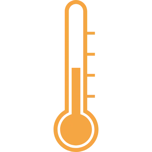 Das Bild zeigt das Piktogramm eines Thermometers mit halb-voller Temperaturleiste.